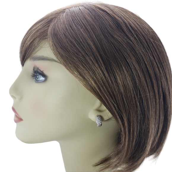 Vintage 14 Karat White Gold Diamond Huggie Earrings #13290 - Picture 7 of 8